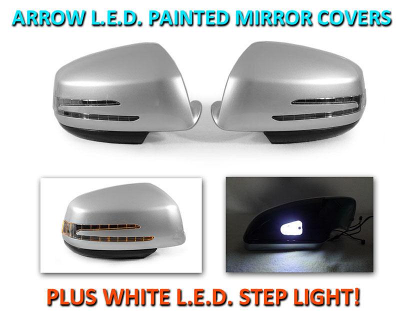Usa 08-09 w204 c class arrow led side painted silver mirror cover+led step light