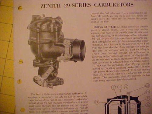 Zenith carburetor 29bbw12r tech sheets dodge 1941-48 army wc t214 wwii military