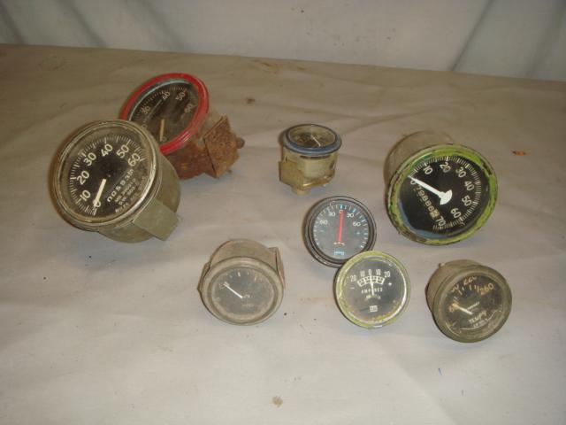 Lot 8 vintage assorted jeep gauges temp speedometer volts fuel etc