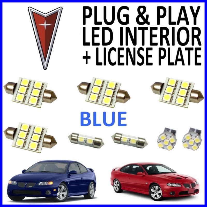 8 piece super blue led interior package kit + license plate tag lights pg1b