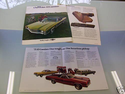 Original 1971 chevrolet el camino pickup truck brochure, sales catalog: ss etc.