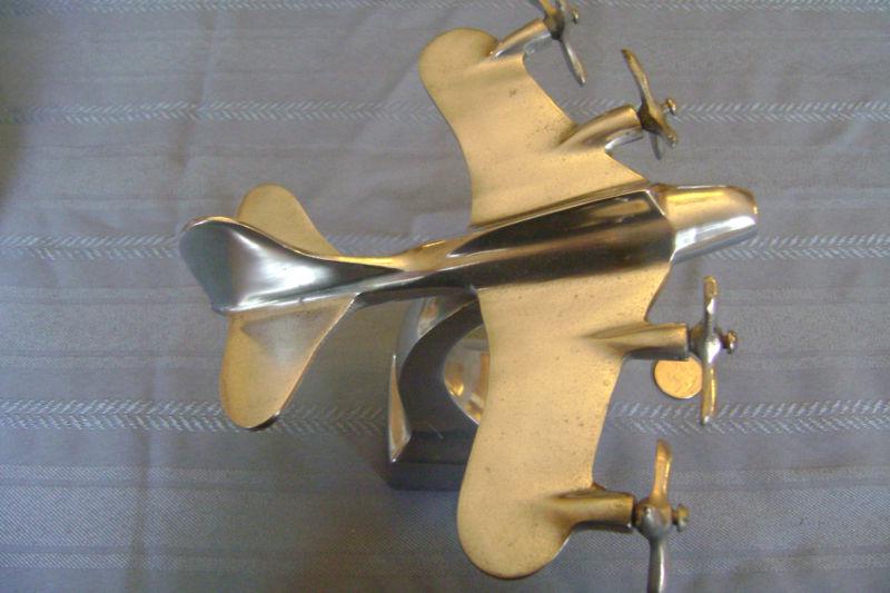 Original vintage airplane bomber hood ornament aluminum cast ford chevy flying 