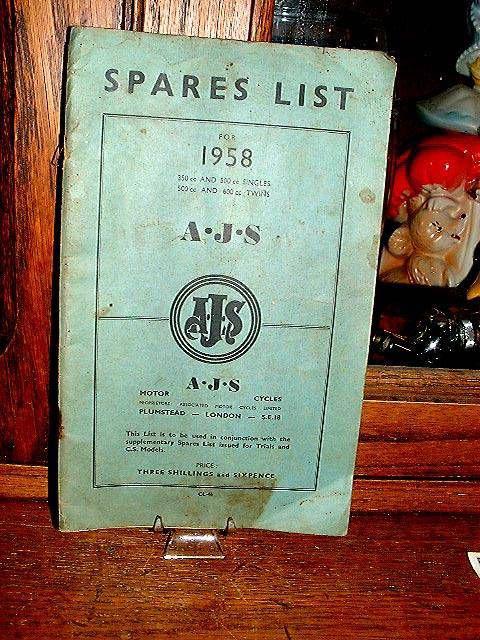 1958 a.j.s parts list catalog~this is an original~ motorcyle