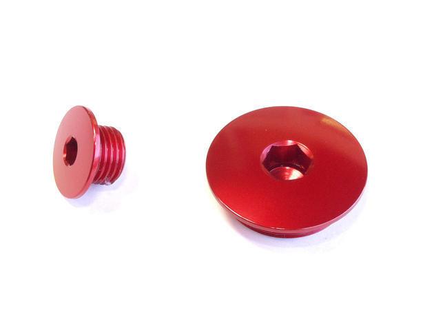 Works connection engine plugs aluminum red fits kawasaki kx250f 2004-2005