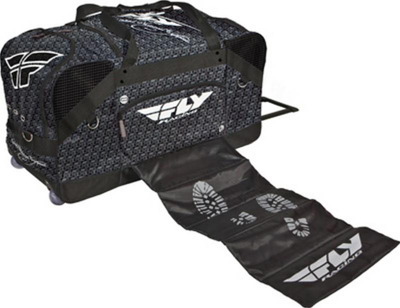 Fly racing roller grande mx offroad gear bag black/grey 17"h x16" w x33"l