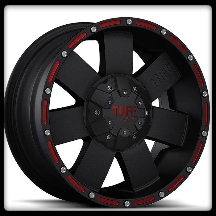16" x 8" tuff t02 black rims w/ lt245/75/16 federal couragia a/t wheels tires