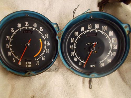Corvette 1974 tachometer speedometer 160 mph pair used working w/ ac