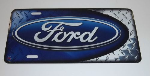 New ford motor company ford oval blue with diamond plate design license plate!
