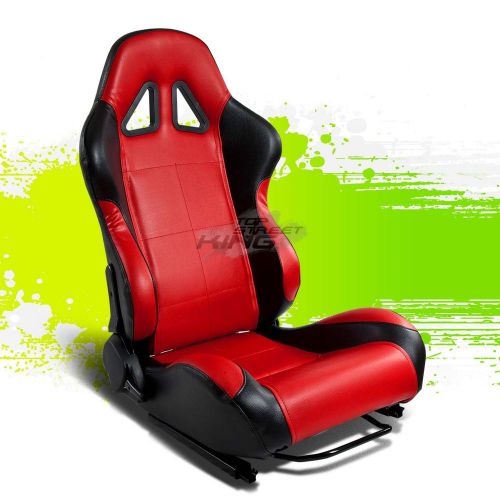 2 x red/black pvc leather jdm sports racing seats+adjustable sliders right side