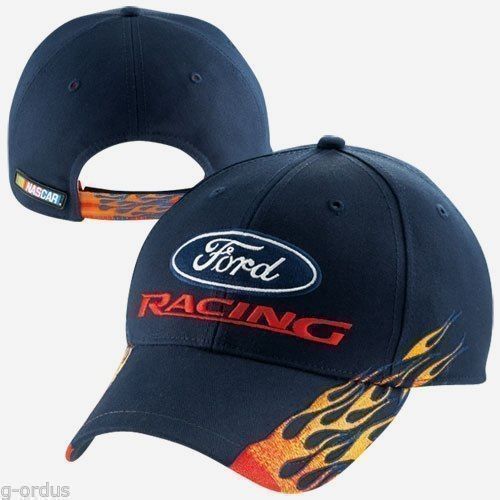 2 new thick bold embroidered ford racing nascar flaming flashy flames hat/caps