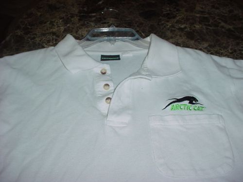 New arctic cat polo /golf shirt w /pocket - large white heavy cotton
