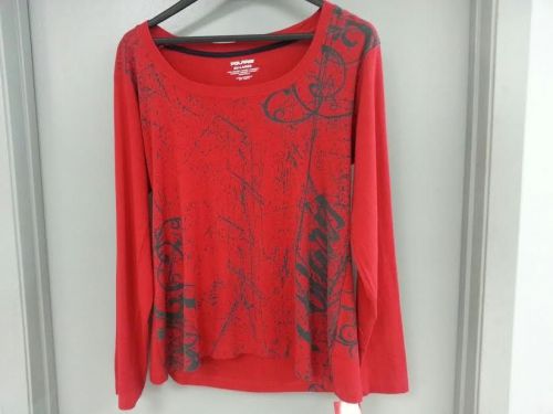 Polaris women&#039;s ladies red script long sleeve scoop neck shirt - xxl 2xl - new