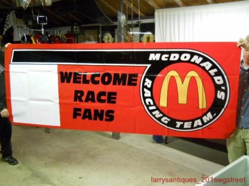 1990&#039;s ~large~ nhra thick vinyl mcdonalds &#034; welcome race fans&#034; banner