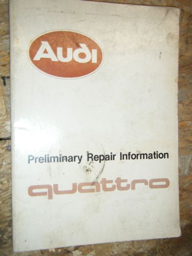 1982 audi quattro factory preliminary repair information service manual