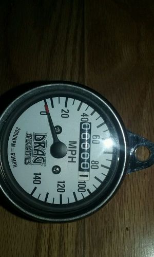 Drag specialties 2 1/4 inch mechanical speedometer w cable white faced