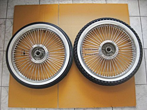 Honda c50 c65 c70 c90 cafe white wall tire wheel front &amp; rear set  (bi)