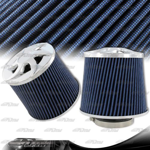 Universal blue micro cotton gauze 3&#034; tapered spiral cone cold air intake filter