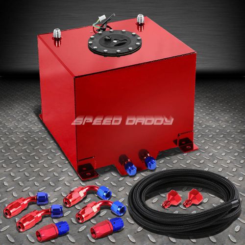 5 gallon red aluminum fuel cell gas tank+cap+level sender+nylon fuel line kit