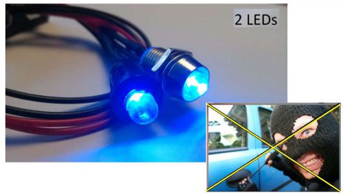 Two 12v 9v blue fake dummy  car motorcycle alarm alternating flashing  led light