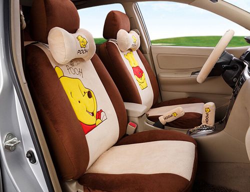 18pcs 2016 new 1set cartoon car seat cover plush seat covers car-covers brown
