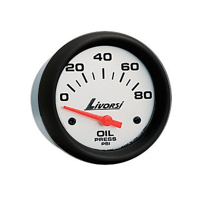 Livorsi electric automotive 0-80 psi oil pressure gauge platinum/black 2 5/8&#034;