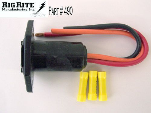 Rig rite male 3-wire trolling motor receptacle #490 10 gauge 12/24 volt