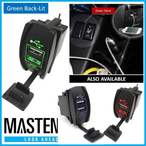 !dual green-lit 5v 3.1a usb charger dash-mount rocker switch for cars trucks boa