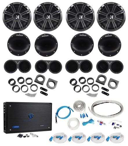 (2) pairs kicker 6.5&#034; wakeboard component speakers+8 channel amplifier+amp kit