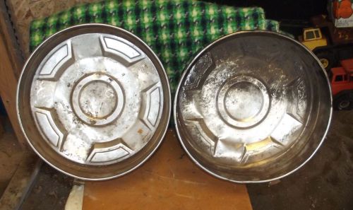 Pair vintage extra deep ford pickup hubcaps