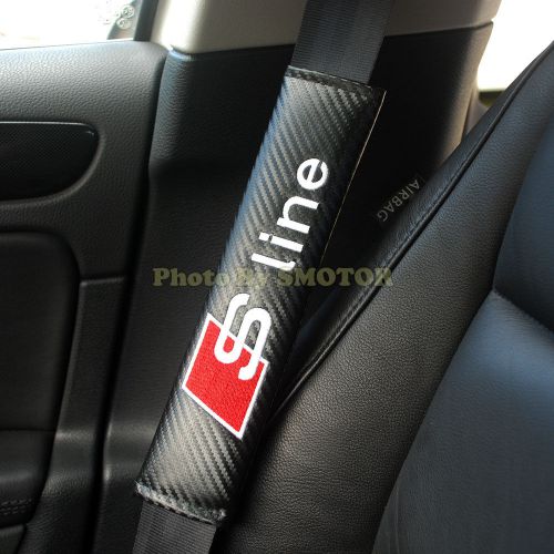 Pair carbon fiber texture safety seat belt shoulder pads cushions sline s line