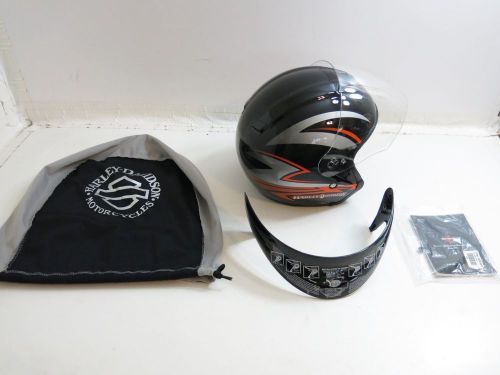 Oem harley davidson motorcycle helmet hd-11 in size small black silver orange
