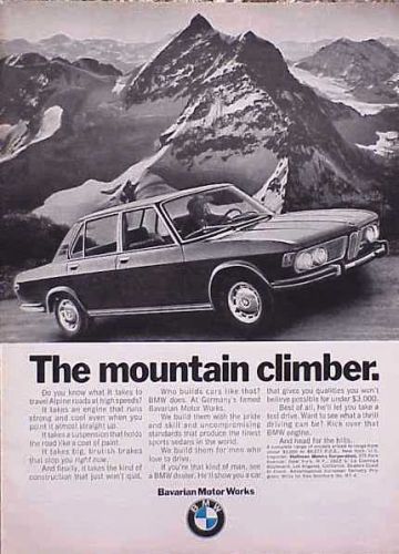 1970 bmw &#034;mountain climber&#034; original old ad c my store 4more ads   5+= free ship