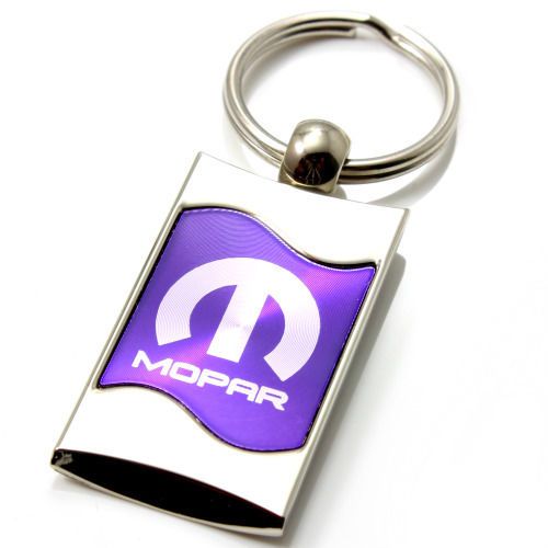 Premium chrome spun wave purple mopar genuine logo emblem key chain fob ring