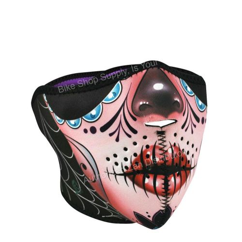 Zan headgear wnfm082h, neoprene half mask, sugar skull reversible to purple