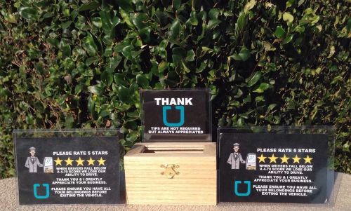 Uber lyft tip box jar tips 5 star rating sign car logo decal display driver