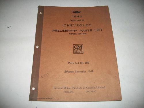1942 chevrolet passenger car series 10-12 early issue chassis parts catalog