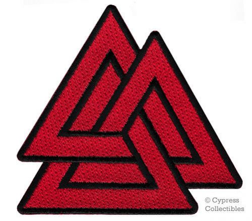 Valknut warrior symbol biker patch embroidered iron-on norway triquetra red