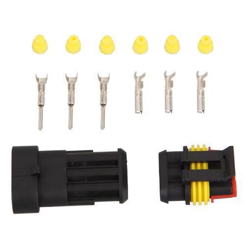 5 kit 3 pin way waterproof electrical wire connector plug new