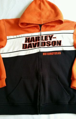 Harley davidson womens hoodie sweatshirt l orange black zip front