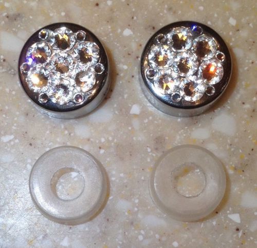 2 license plate frame screw cap covers made with swarovski crystals