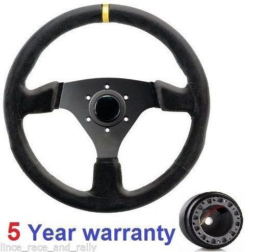Suede drift rally drifting sports steering wheel and boss kit hub fit all toyota