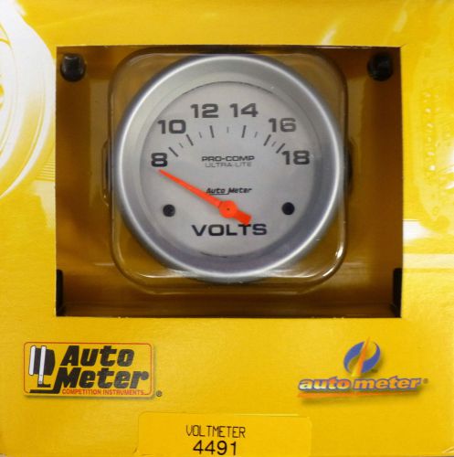 Auto meter 4491 ultra lite voltmeter volt meter gauge 2 5/8  8 - 18 volts