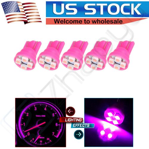 5x pink/purple t10 wedge 4smd led bulb for car interior dome lights 168 194 2825