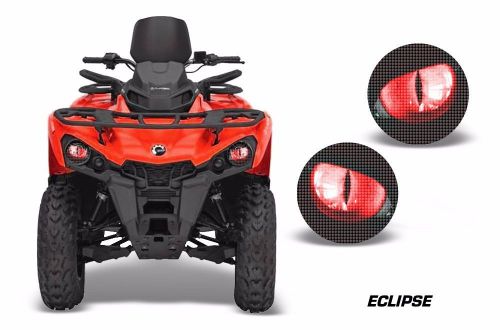Amr racing head light eyes can-am outlander-l atv headlight graphics eclipse red