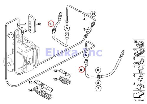 2 x bmw oem rear left right brake pipe hose e83 e83n