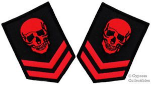 Lot 2 red skull embroidered patch biker poison skeleton iron-on military death