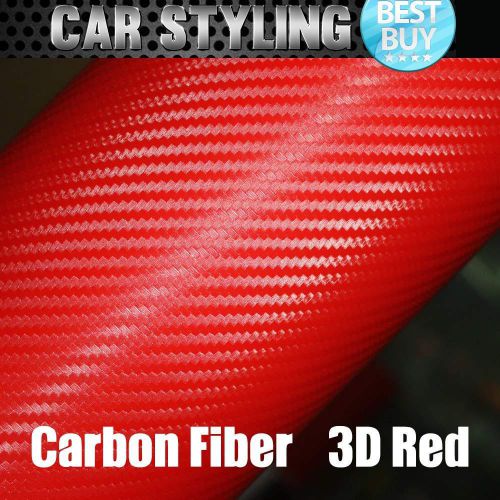 New red 20&#034;x60&#034; 3d carbon fiber texture vinyl diy wrap sticker decal film sheet