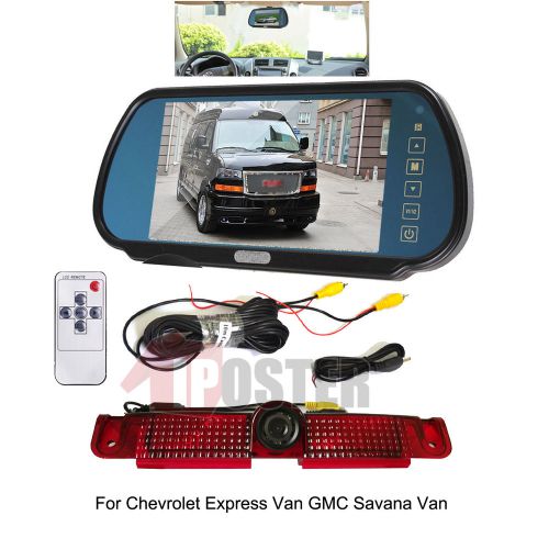 7&#034; rear view mirror monitor+ir reverse camera for chevrolet / gmc savana van kit