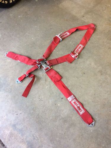 Race car racing safety harness 4 point simpson red 3&#034; out of date seat belt