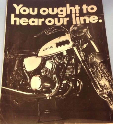 6 page ad for 1969-70 all kawasaki motorcycles foldout and page shown both sides